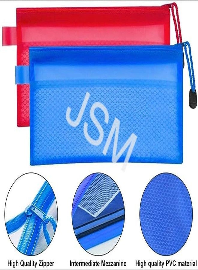 JSMSH حقائب JSMSH متعددة الأغراض مقاومة للماء بسحاب، حامل مستندات/حافظة أقلام/حقائب تخزين أدوات مكتبية/حقيبة مستحضرات تجميل/منظم سفر (متعددة الألوان، بحجم الشيك) (عبوة من 5 قطع) - Image 4